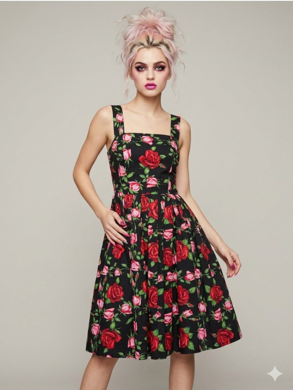 Vintage Betsey Johnson Seersucker Rose Swing Dress, Size 4